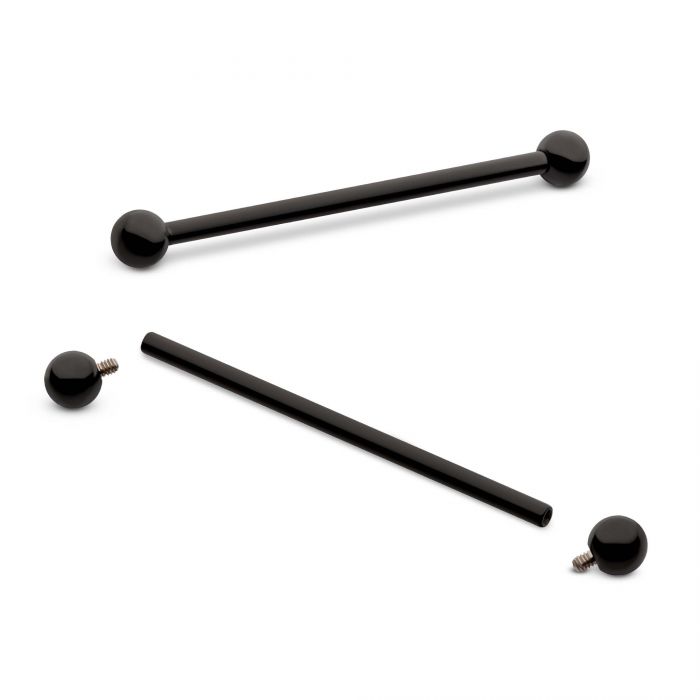 Black PVD Titanium Internally Threaded Industrial Barbells