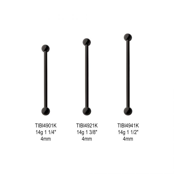 Black PVD Titanium Internally Threaded Industrial Barbells