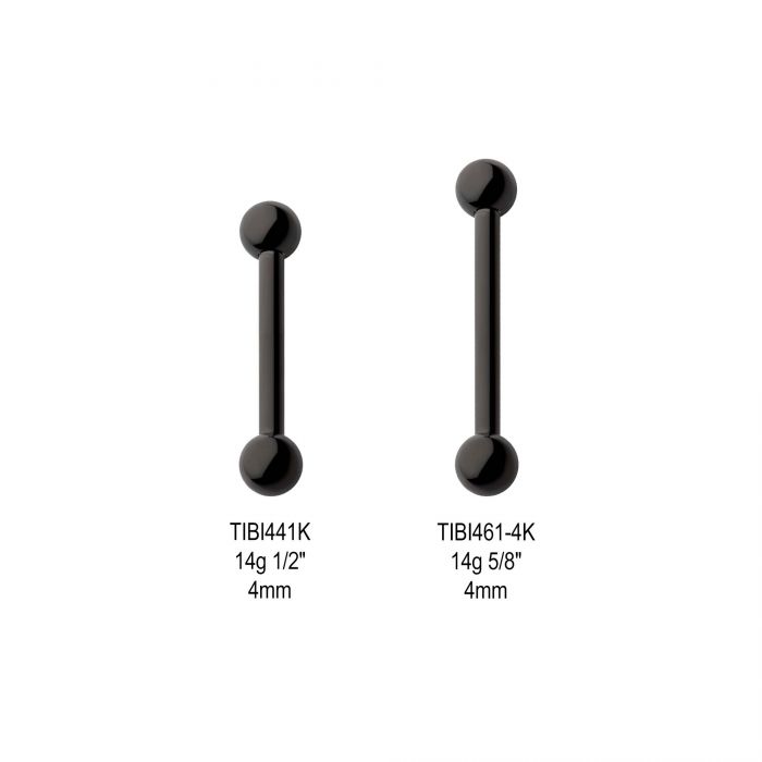 Black PVD Titanium Internally Threaded Barbell