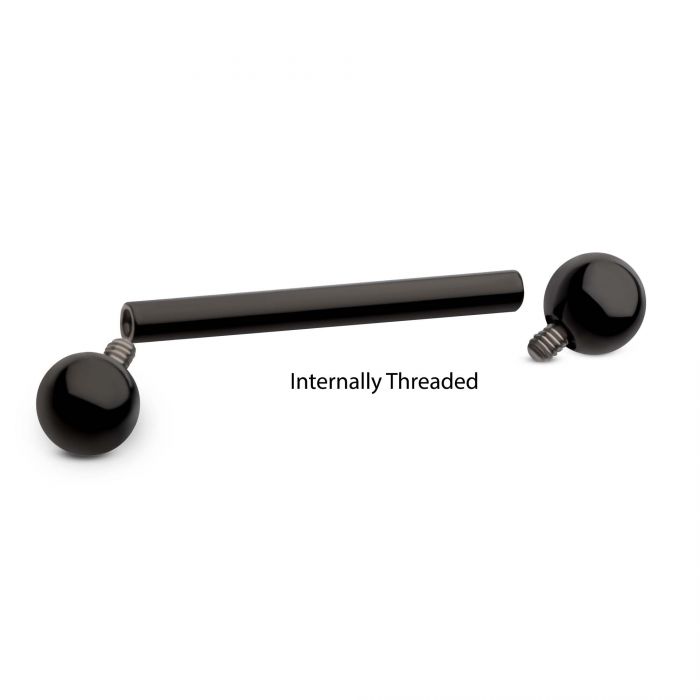 Black PVD Titanium Internally Threaded Barbell