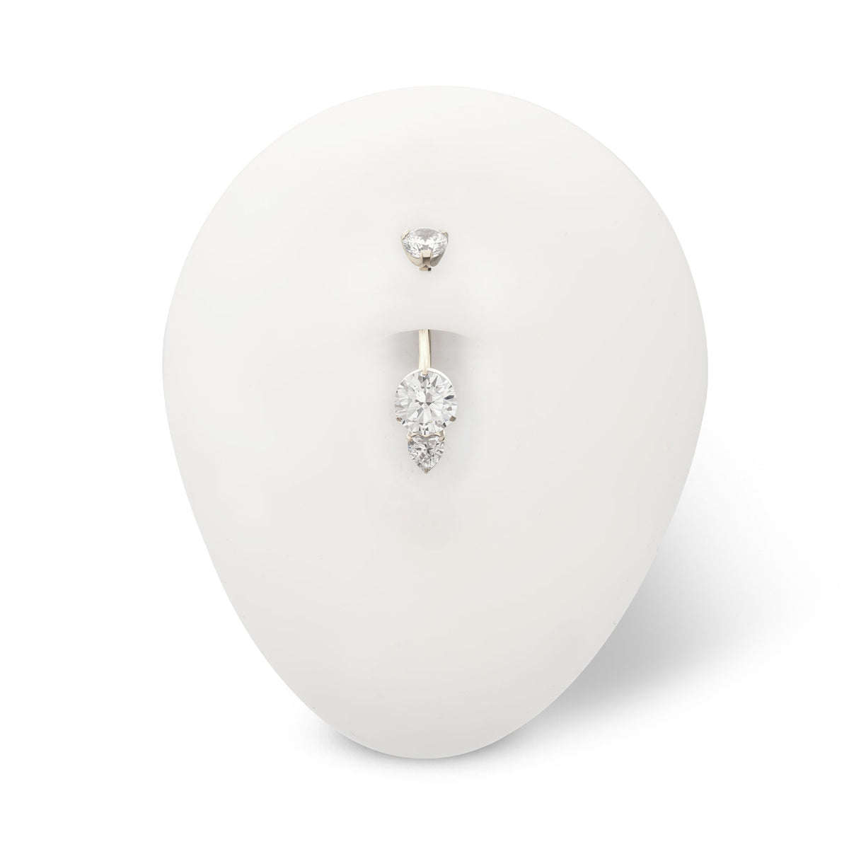 Titanium Internally Threaded Luxe Drop Heart Gem Fixed Bottom Navel