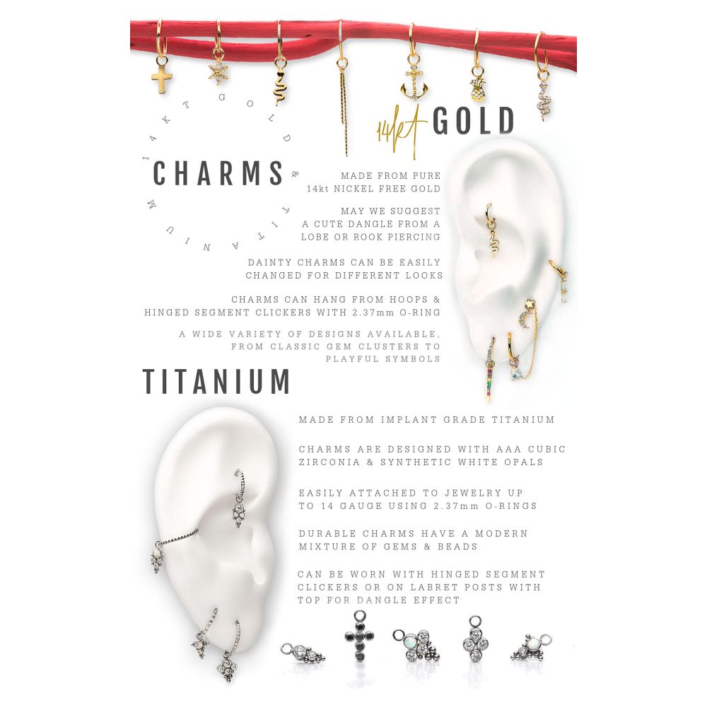 Titanium with Bezel Set CZ Cross Charm