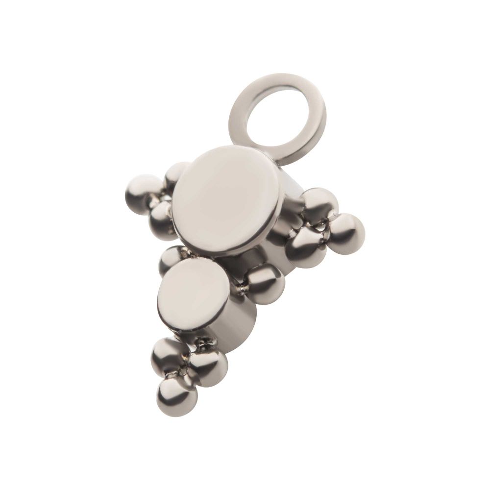 Titanium 11-Bead Bezel Round CZ/Opal 2-Cluster Charm