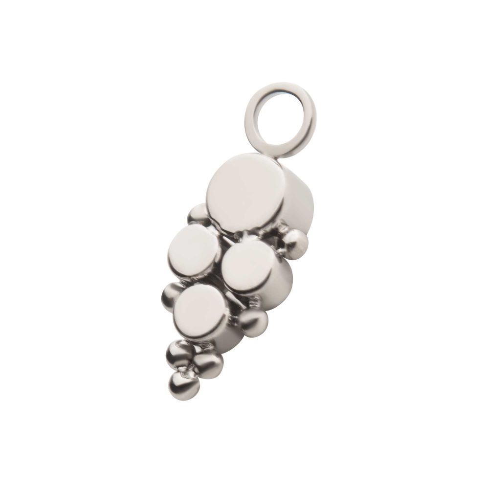 Titanium 7-Bead Bezel Round CZ/Opal 4-Cluster Charm