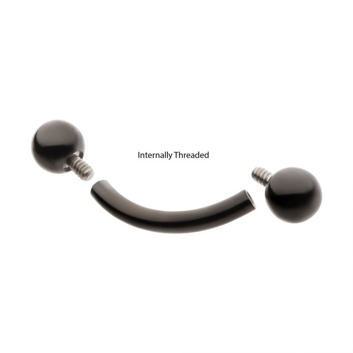 Black PVD Titanium Internally Threaded Ball End Curved Barbell