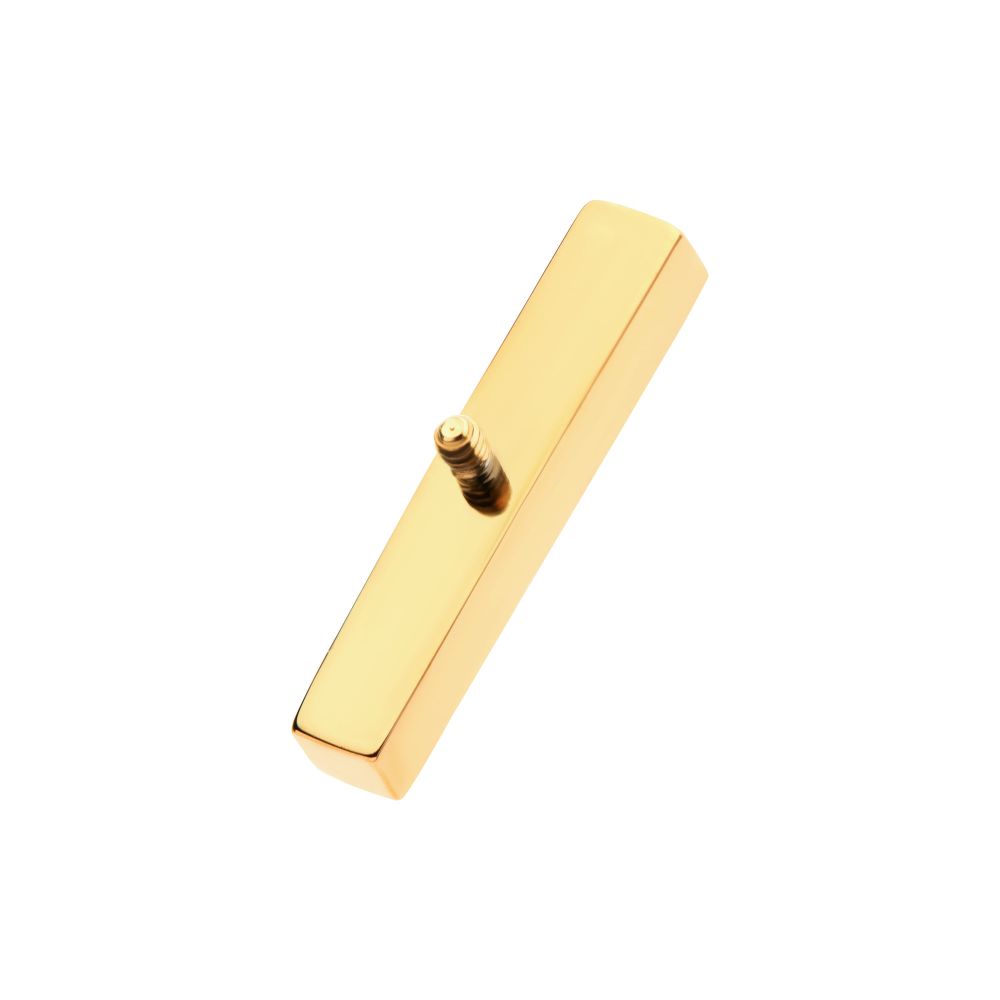 24Kt Gold PVD Titanium Internally Threaded Prong Set Rainbow CZ 6-Cluster Bar Top