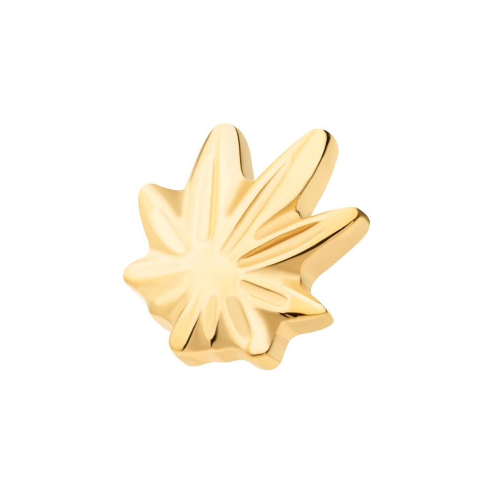 24Kt Gold PVD Titanium Internally Threaded Pot Leaf Top