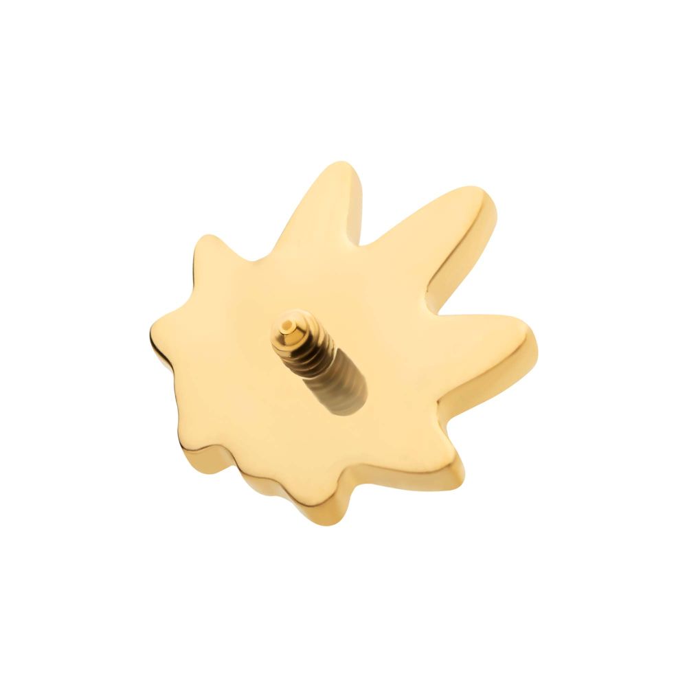 24Kt Gold PVD Titanium Internally Threaded Pot Leaf Top