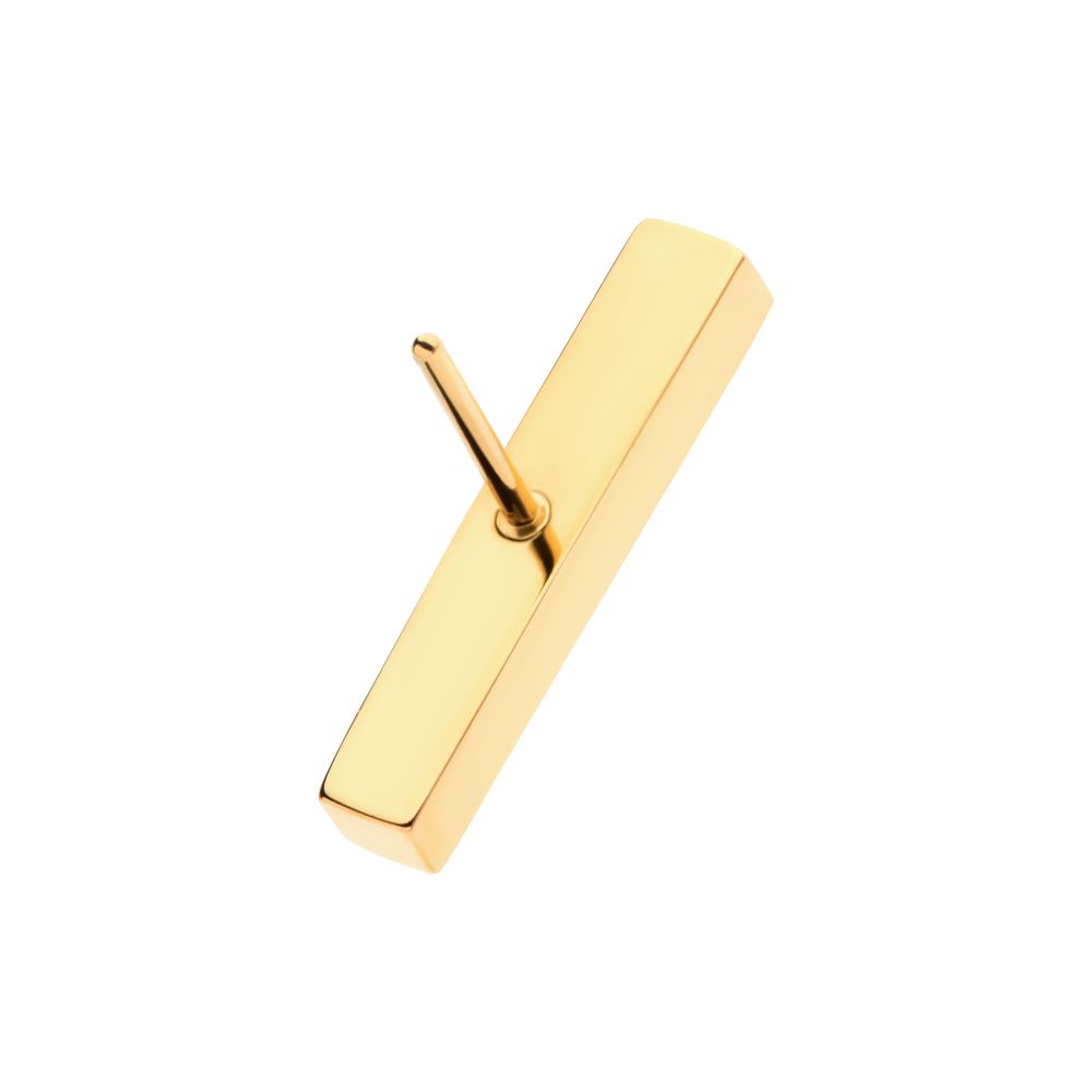 24Kt Gold PVD Titanium Threadless Prong Set Rainbow CZ 6-Cluster Bar Top