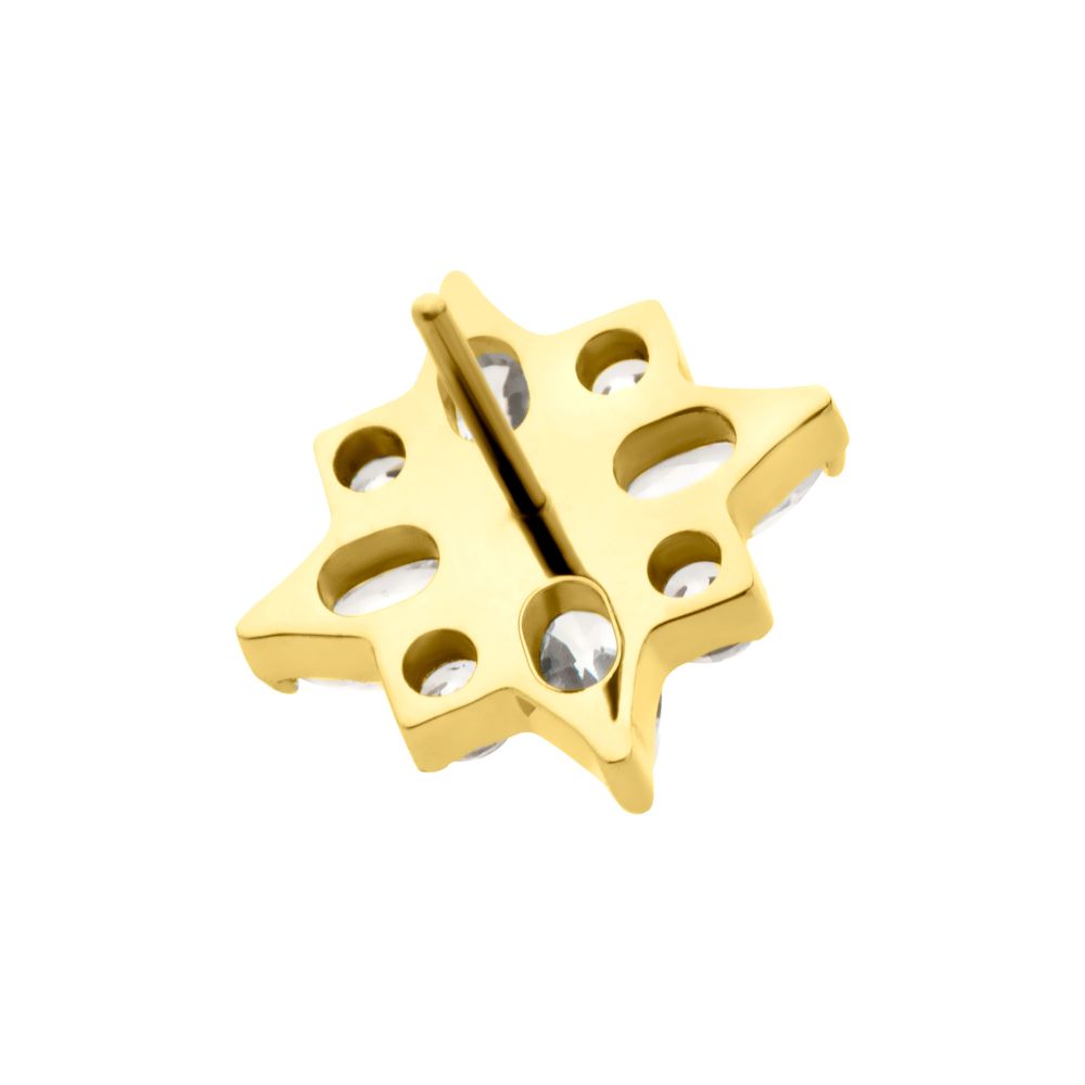 24Kt Gold PVD Titanium Threadless with 4 Marquise & 4 Round CZ Flower Shape Top
