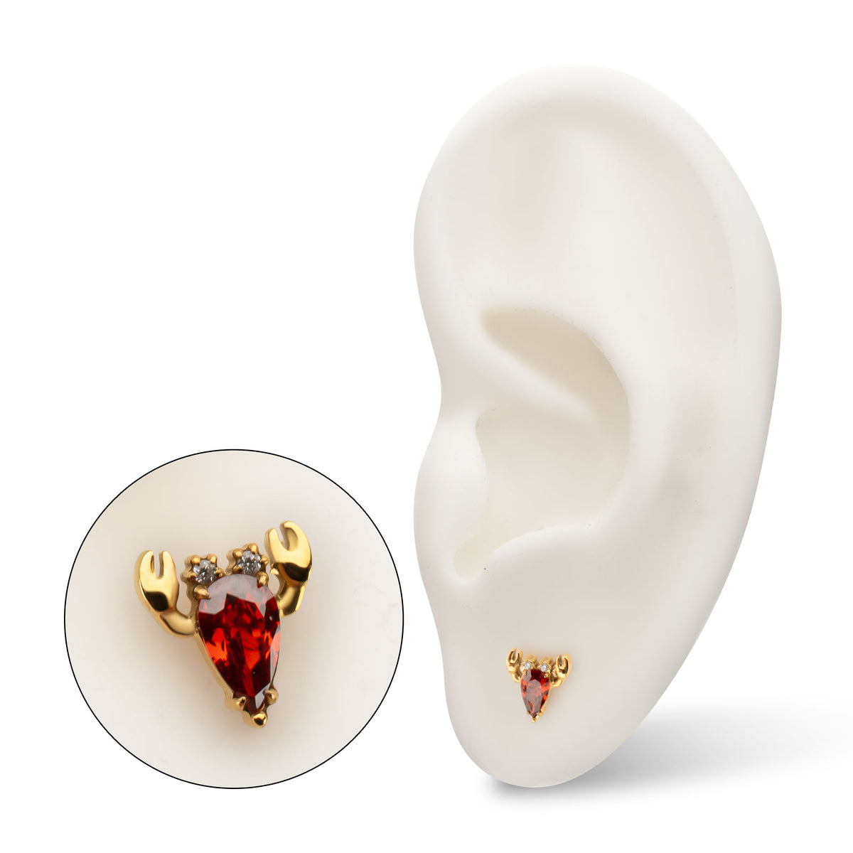 24kt Gold PVD Titanium Threadless Prong Set Gem Lobster Top
