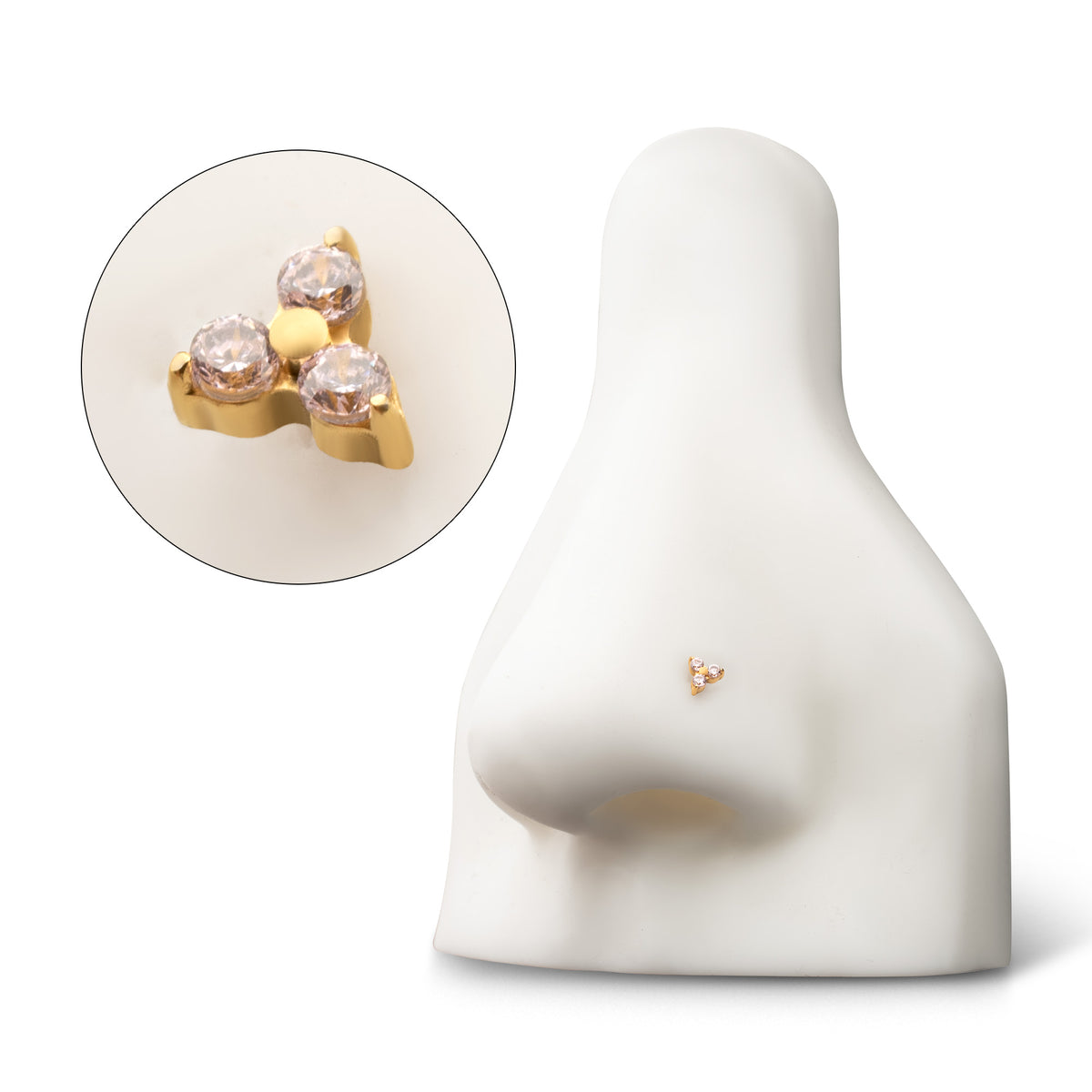 24Kt Gold PVD Titanium Threadless Titanium Threadless Refined Trinity Top