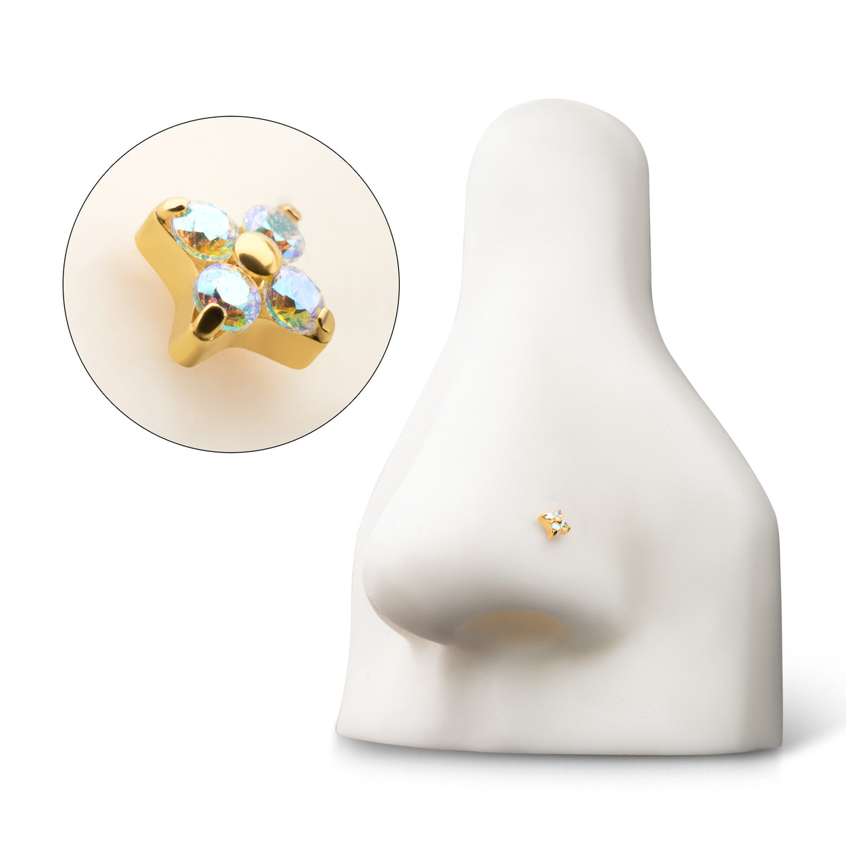 24Kt Gold PVD Titanium Threadless Low Profile Quadra Top