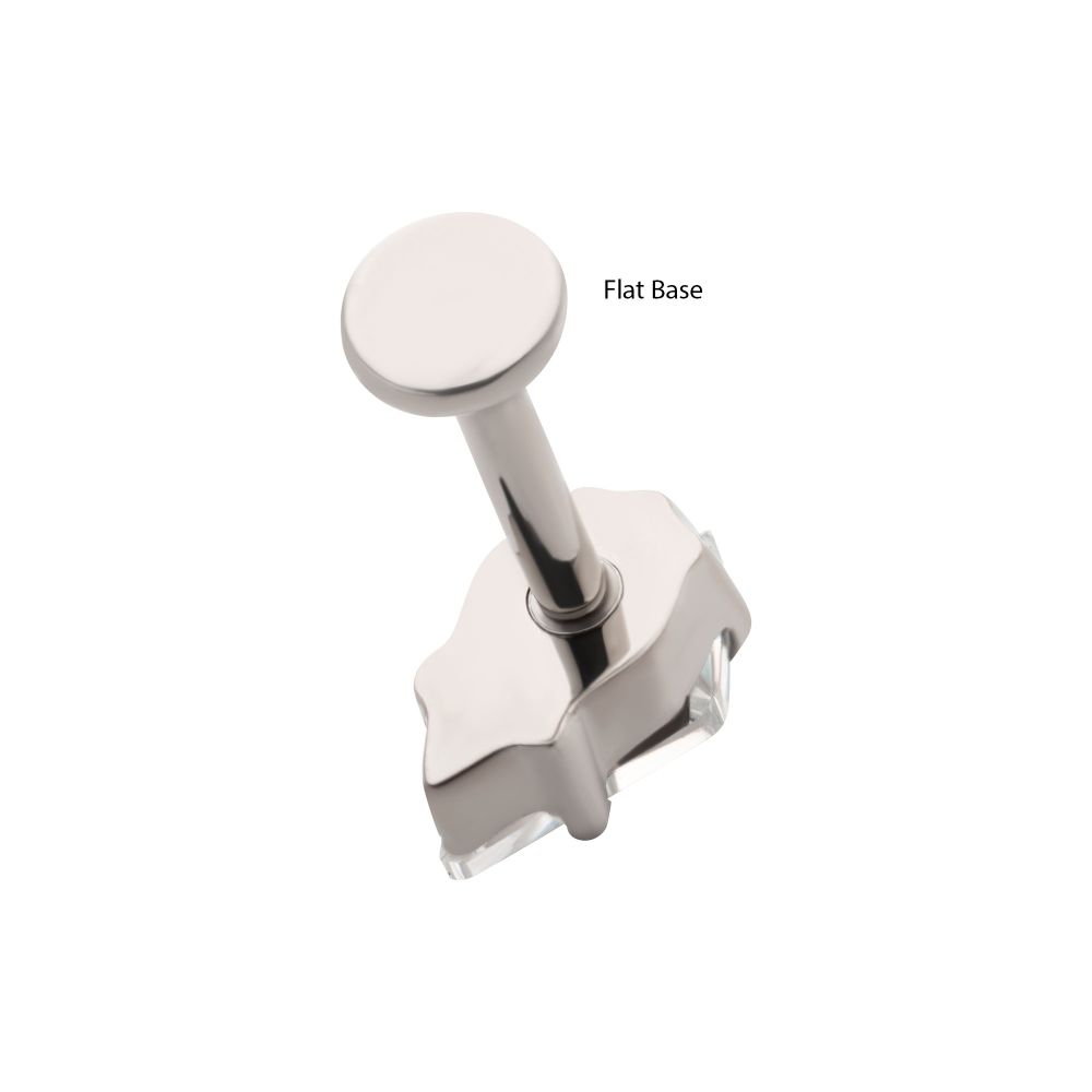 Titanium Internally Threaded Flat Base Labret with Prong Set Kite Shape CZ Top