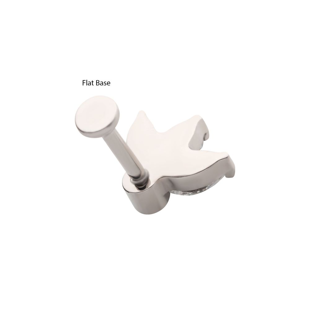 Titanium Internally Threaded Flat Base Labret with 3-Cluster Marquise CZ Fan Top