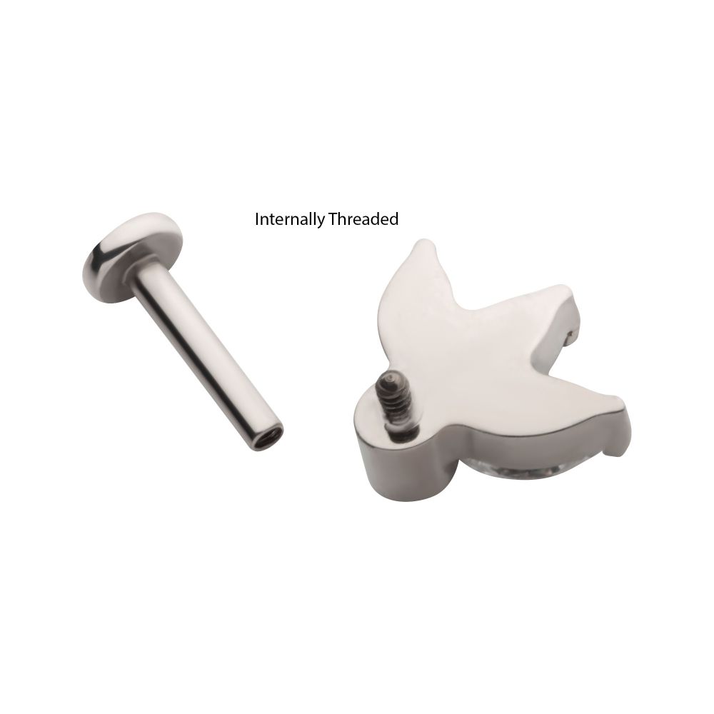 Titanium Internally Threaded Flat Base Labret with 3-Cluster Marquise CZ Fan Top