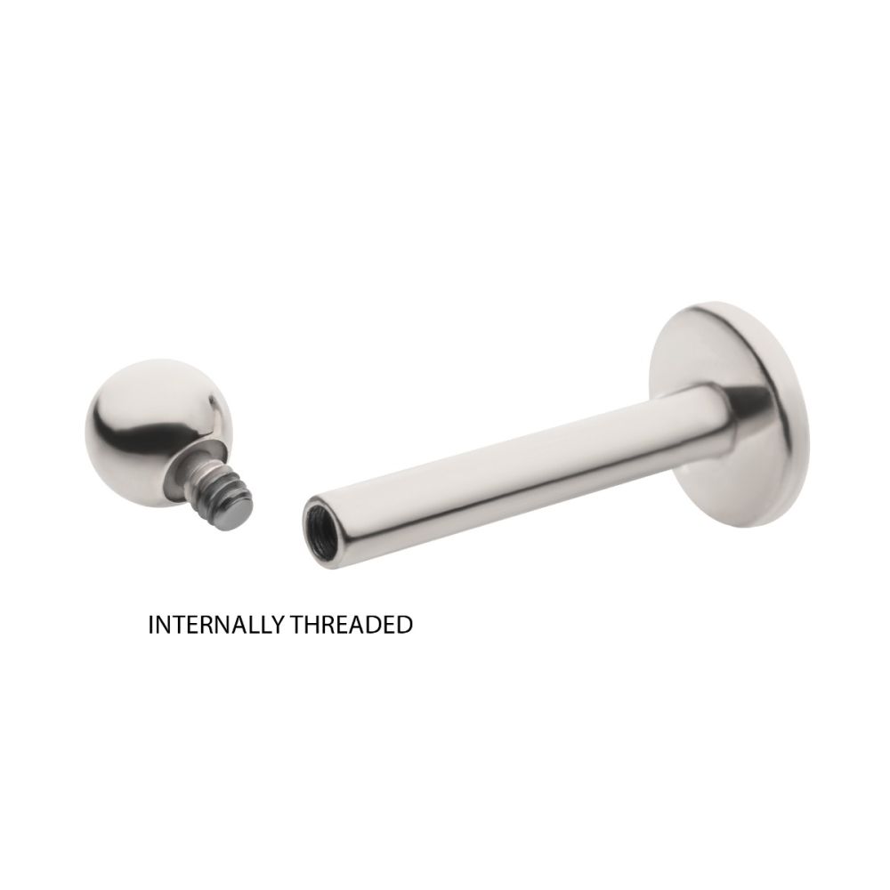 Titanium-Internally Threaded Labret with 4mm Base and 3mm Ball