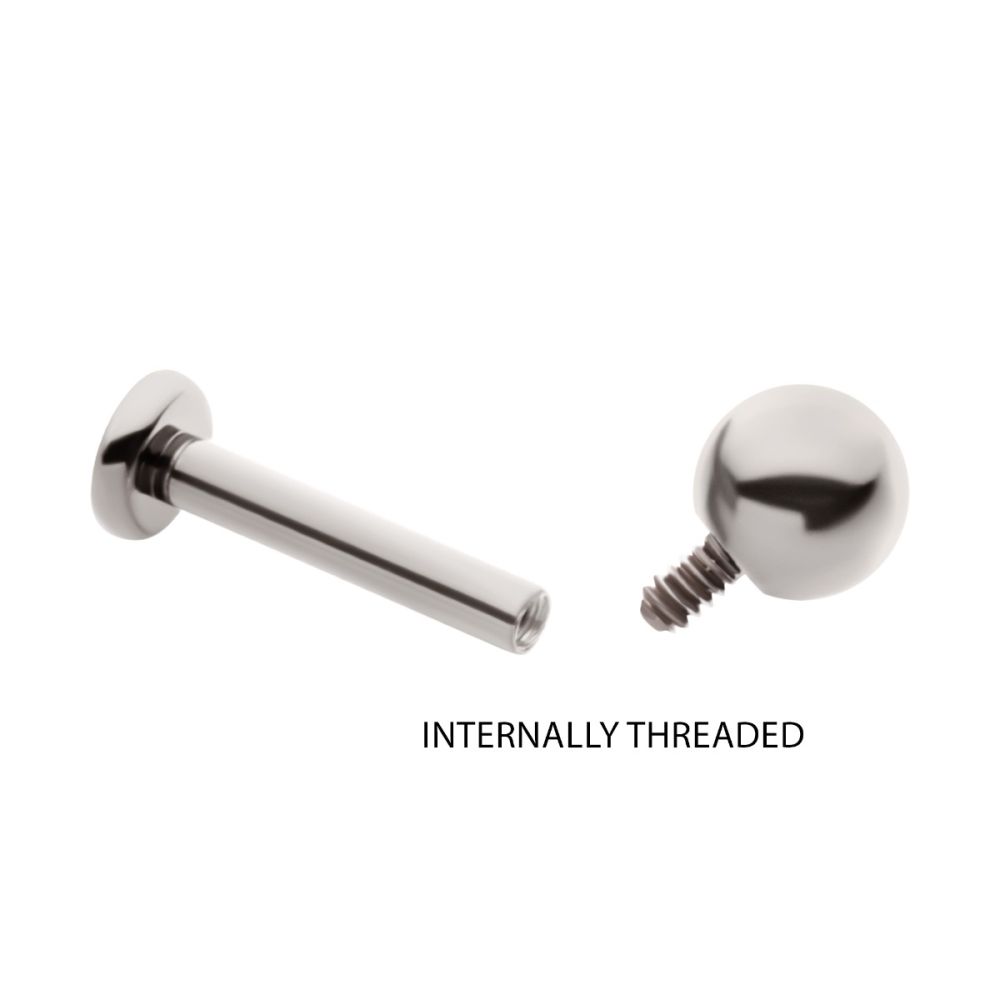 Titanium Internally Threaded Labret with 2.5mm Base and 3mm Ball