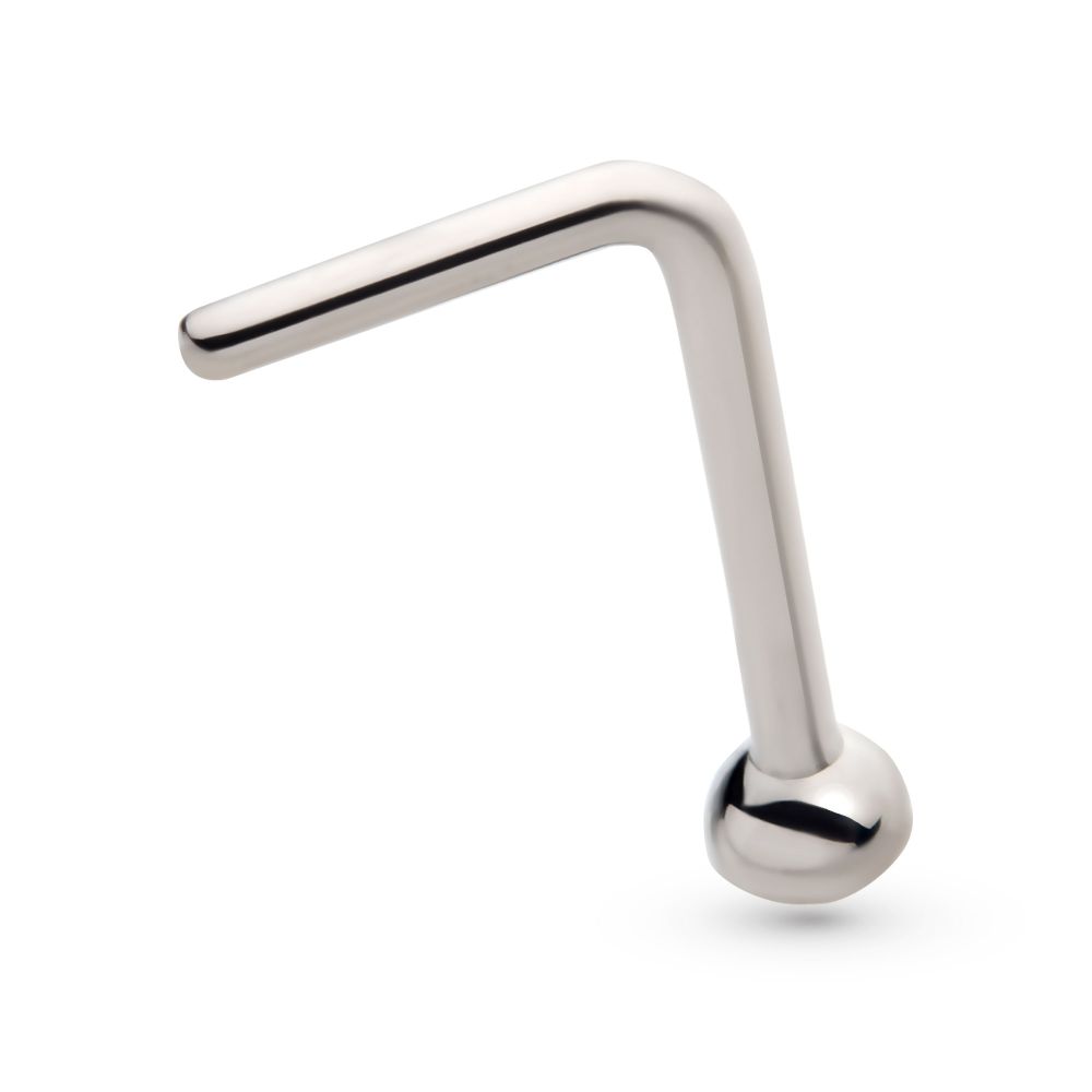 Titanium Bezel Set Swarovski Crystal L-Shape Nose Pin