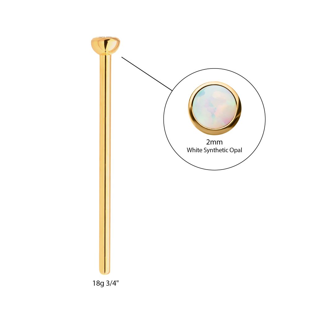 24Kt Gold PVD Titanium Bezel Set Synthetic Opal Nose Pin