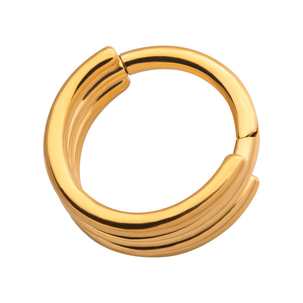 24KT Gold PVD Titanium Triple Stack Design Side Facing Hinged Segment Clicker