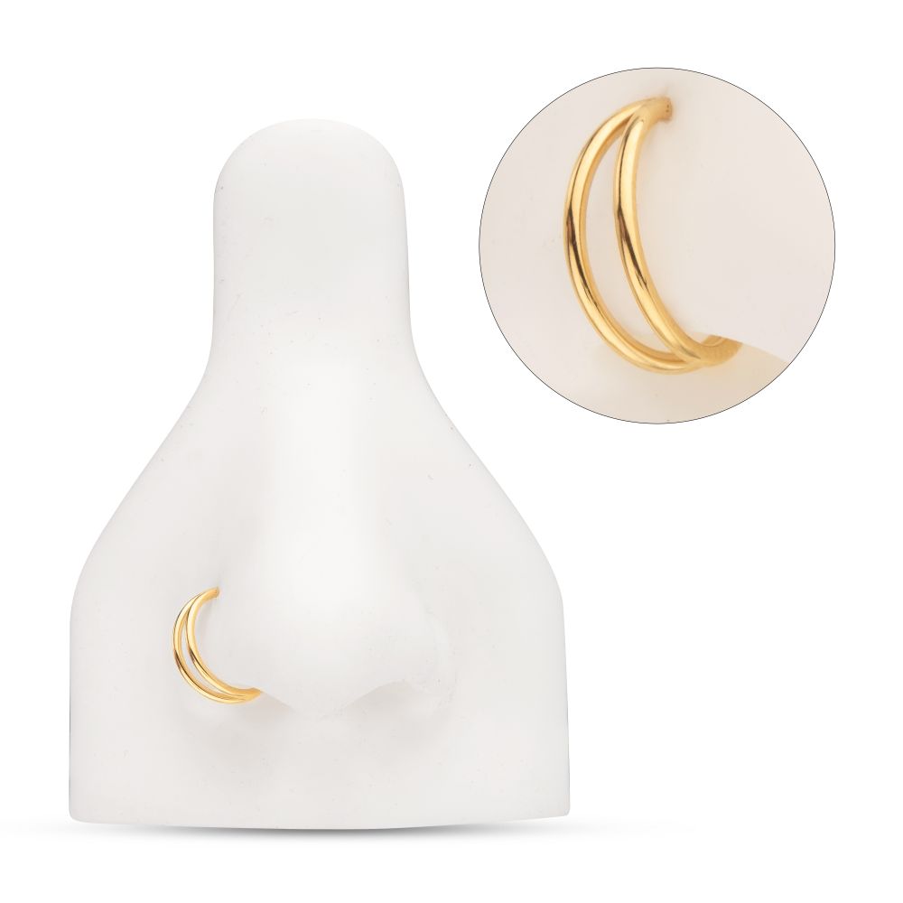 24Kt Gold PVD Titanium Double Hoop Side Facing Hinged Segment Clicker