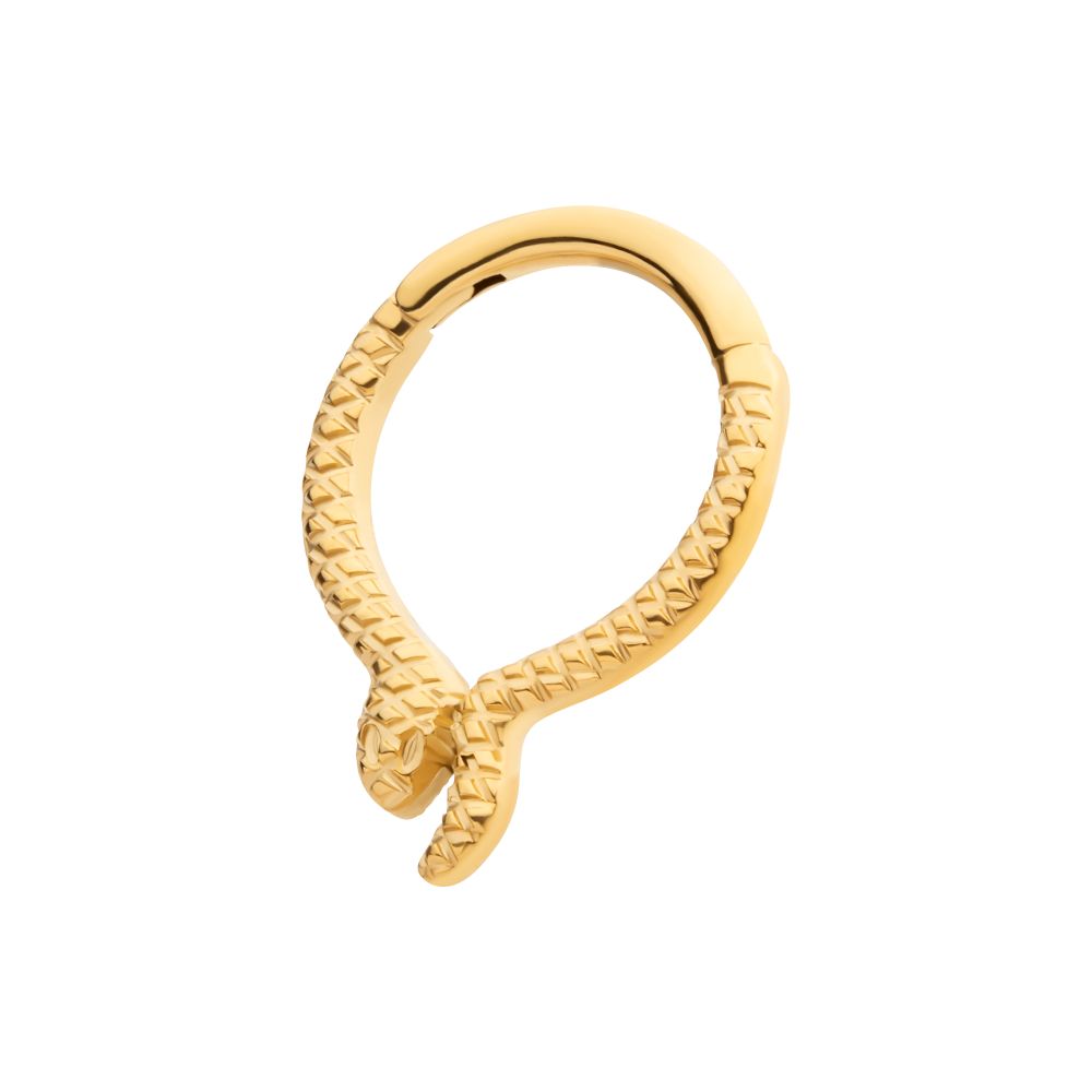 24Kt Gold PVD Titanium Snake Front Facing Hinged Segment Clicker