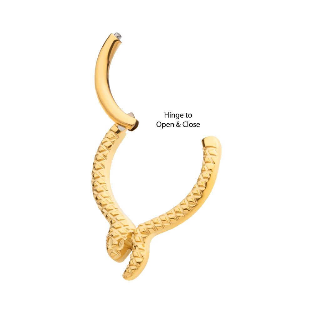 24Kt Gold PVD Titanium Snake Front Facing Hinged Segment Clicker