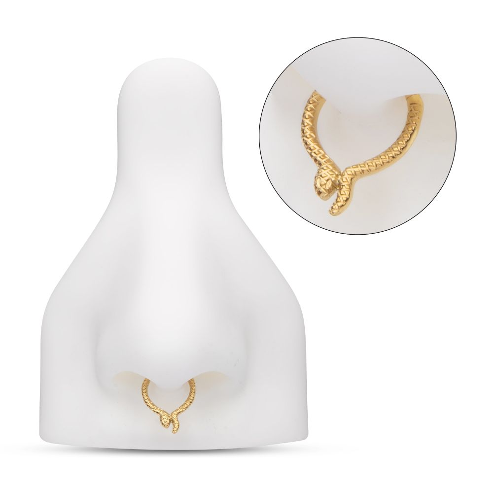 24Kt Gold PVD Titanium Snake Front Facing Hinged Segment Clicker