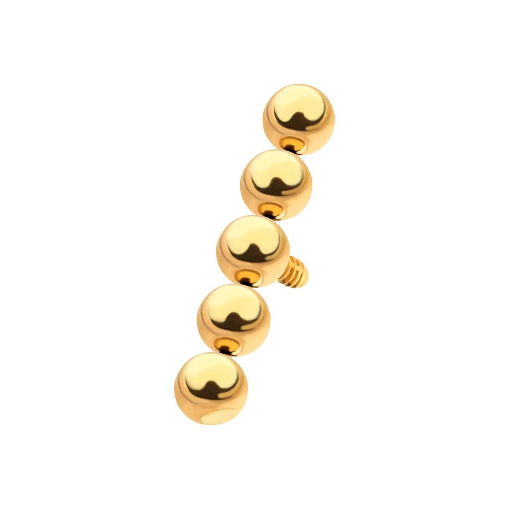 24Kt Gold PVD Titanium Internally Threaded 5-Bead Cluster Top