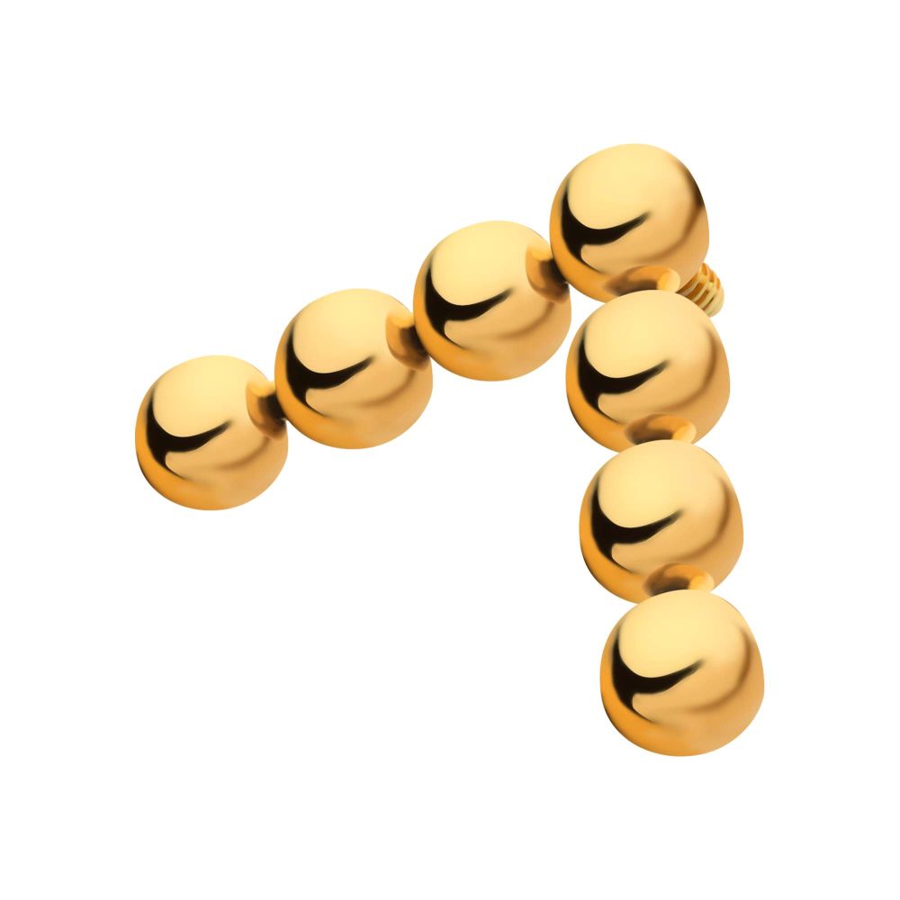 24Kt Gold PVD Titanium Internally Threaded 7-Bead Triangle Shape Top