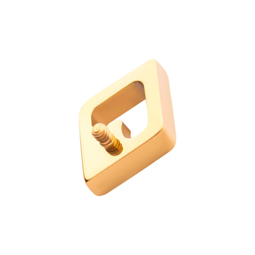 24Kt Gold PVD Titanium Internally Threaded Rhombus Shape with Clear CZ Top