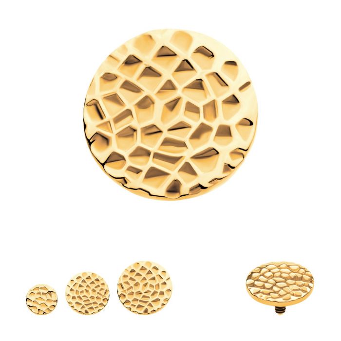 24Kt Gold PVD Titanium Internally Threaded Hammered Disk Top
