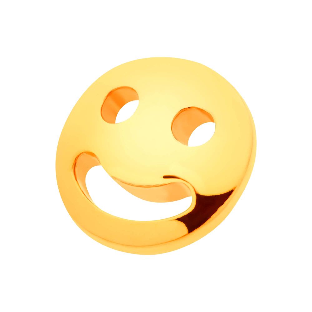 24Kt Gold PVD Titanium Internally Threaded Smiley Face Emoji Top