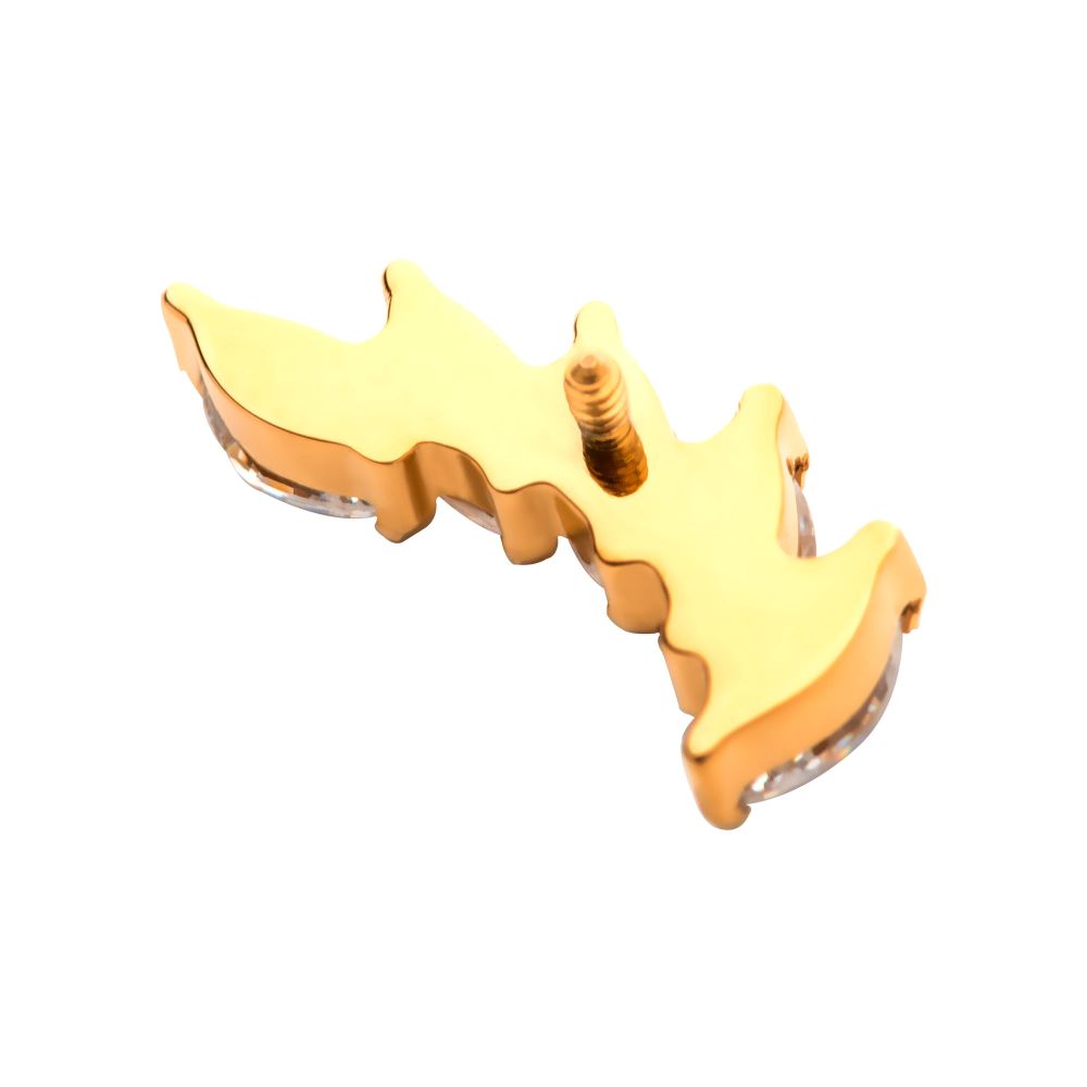 24Kt Gold PVD Titanium Internally Threaded with Prong Set Marquise 5 Gem Curved Fan Top