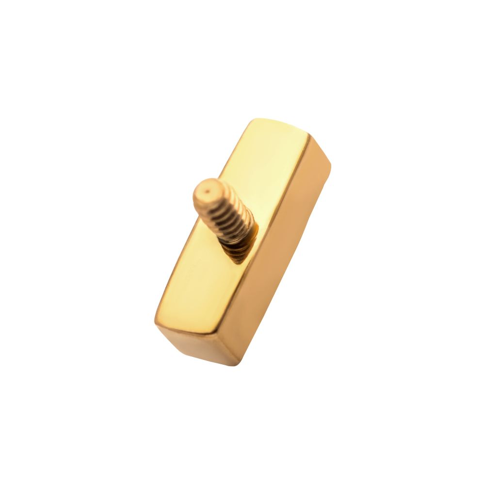 24KT Gold PVD Titanium Internally Threaded with Prong Set Clear CZ Bar Top