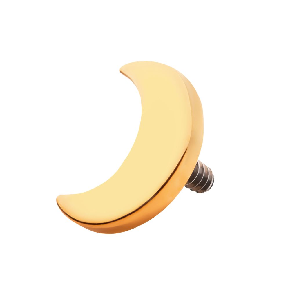 24Kt Gold PVD Titanium Internally Threaded Crescent Moon Top with 1.6mm Crest