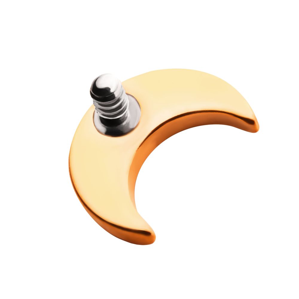 24Kt Gold PVD Titanium Internally Threaded Crescent Moon Top with 1.6mm Crest
