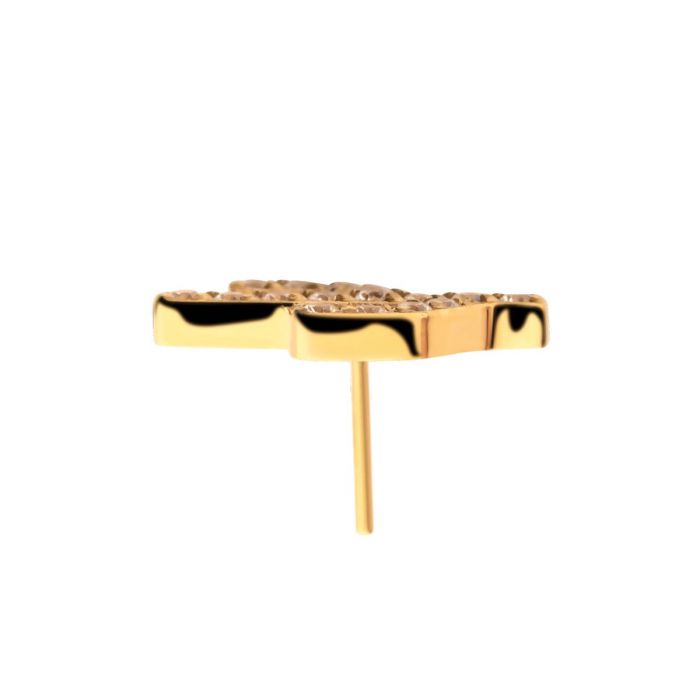 24KT Gold PVD Titanium Threadless with Prong Set CZ Cactus Top