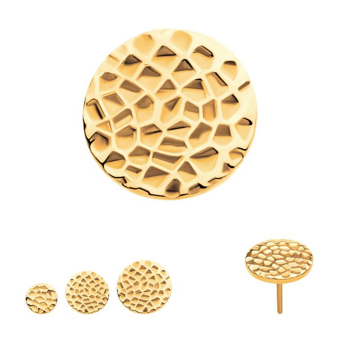 24Kt Gold PVD Titanium Threadless Hammered Disk Top