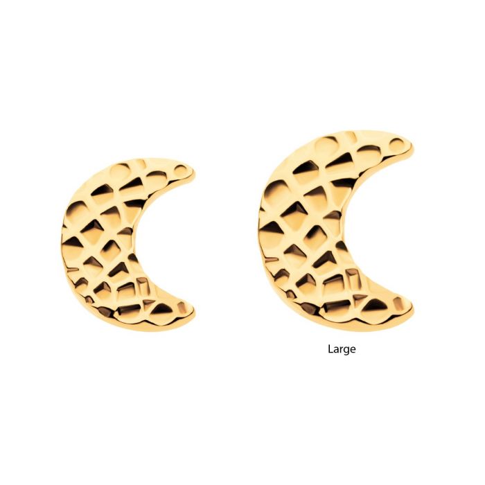 24Kt Gold PVD Titanium Threadless Hammered Crescent Moon Top