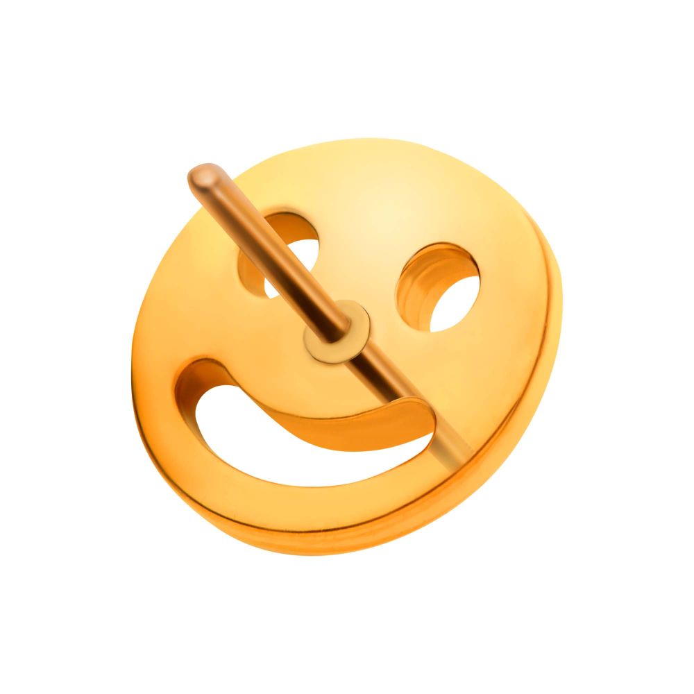 24Kt Gold PVD Titanium Threadless Smiley Face Emoji Top