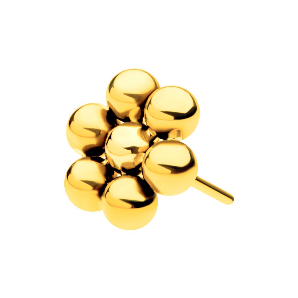 24Kt Gold PVD Titanium Threadless 7 Beads Hexagon Shape Top