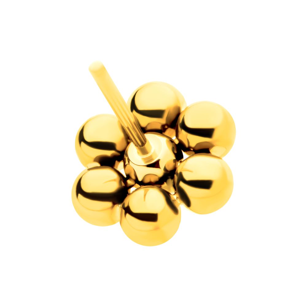 24Kt Gold PVD Titanium Threadless 7 Beads Hexagon Shape Top