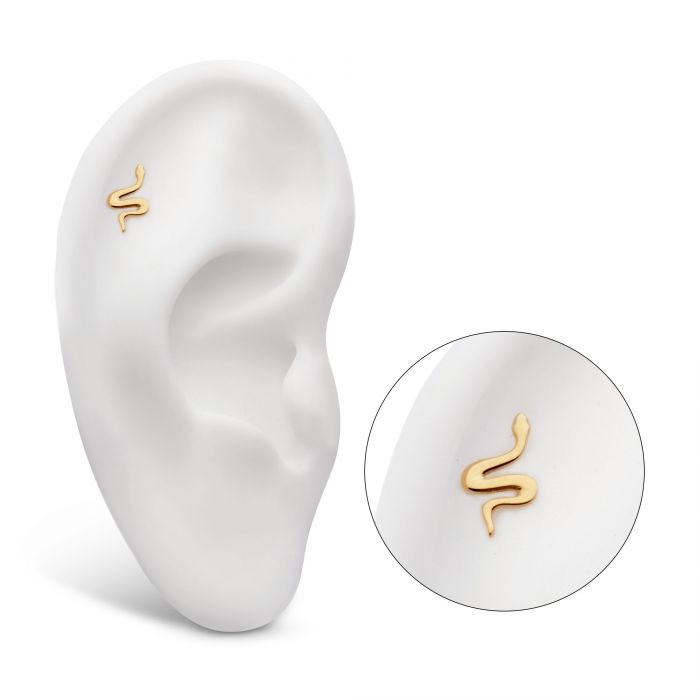 24Kt Gold PVD Titanium Threadless Snake Top