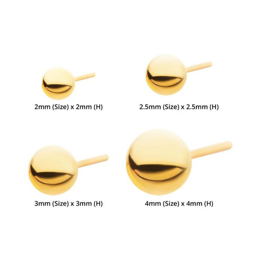 24KT Gold PVD Titanium Threadless with Ball Top