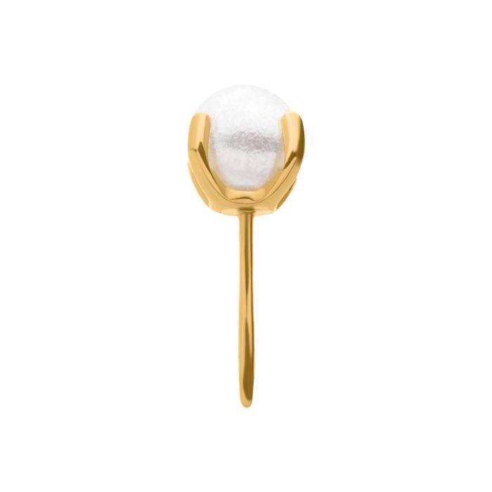 24Kt Gold PVD Titanium Threadless Prong Set White Pearl Top