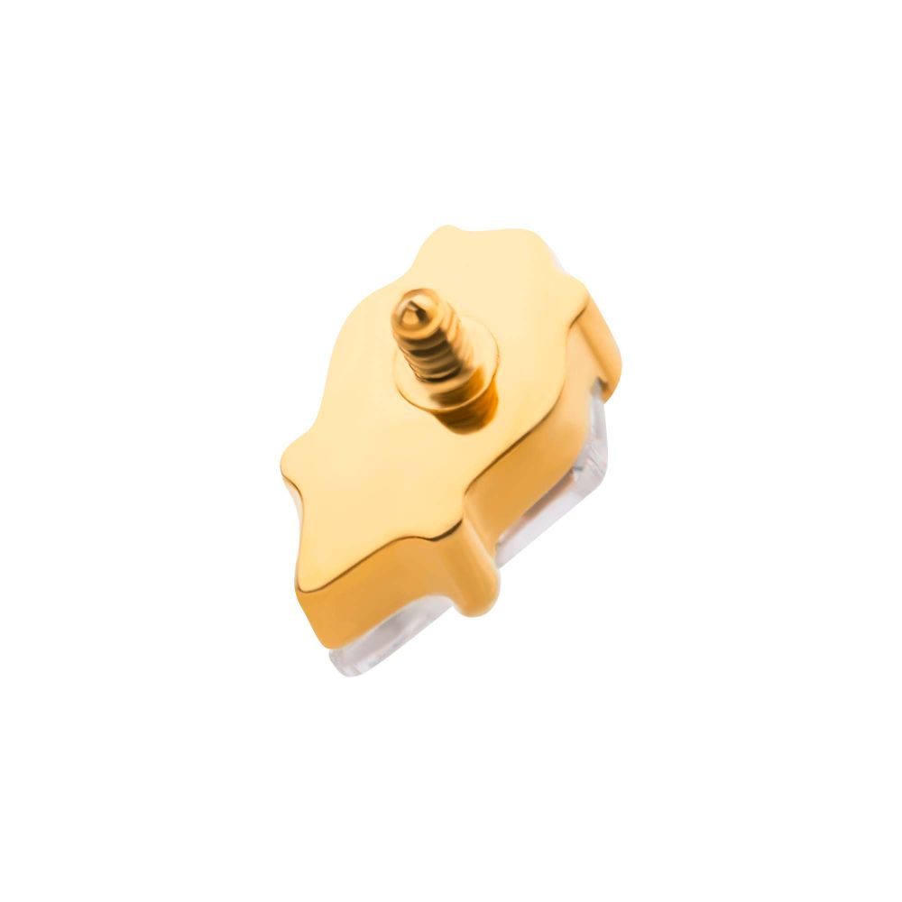 24Kt Gold PVD Titanium Internally Threaded Prong Set Kite Shaped CZ Top