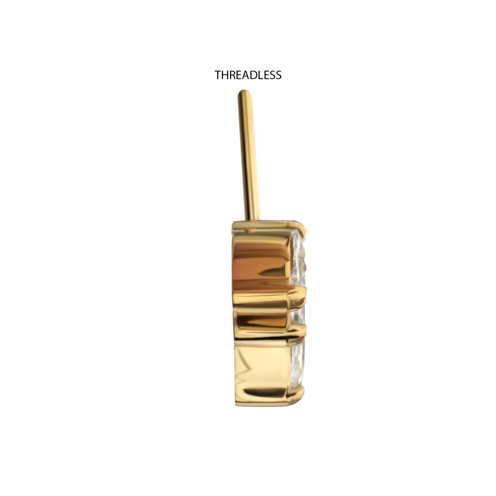 24Kt Gold PVD Titanium Threadless Vertical Helix V-Prong Marquise Fan 5-Cluster Top