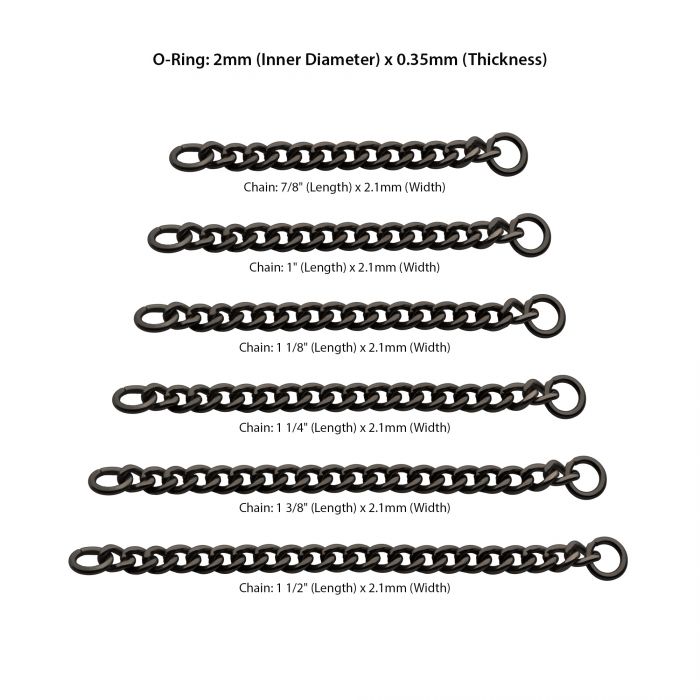Black PVD Titanium 2.1mm Curb Chain with 2 Rings
